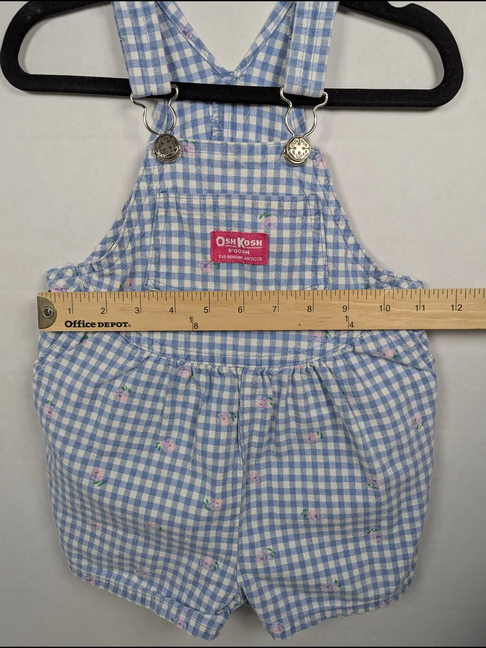 VTG 80s 90s OshKosh B'Gosh Vestback Overalls Shorts Floral Gingham Size 2T USA